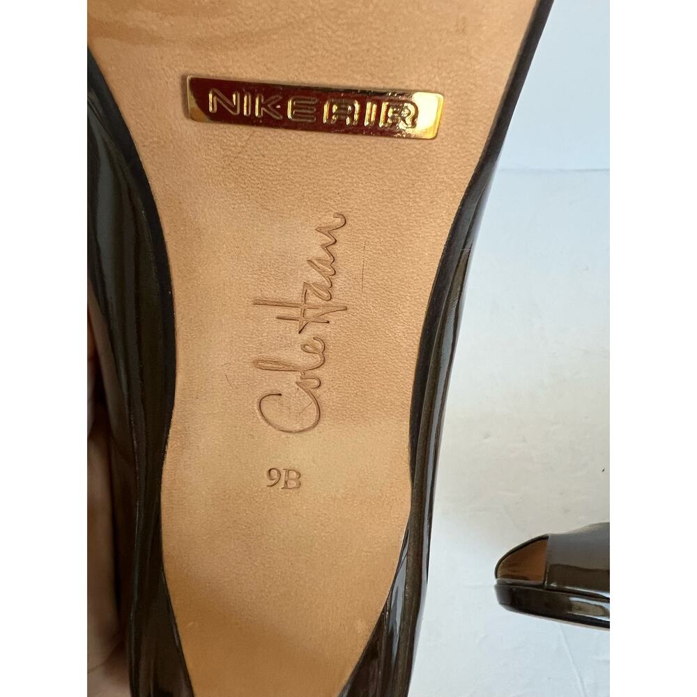 NWOT COLE HAAN CARMA Bronze Patent Leather Peep Toe Air Heels Pump Shoes Size 9B - Picture 9 of 11